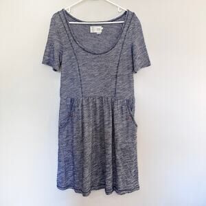 Anthropologie Saturday Sunday Short Dress Preppy Knit Blue White Stripe MEDIUM
